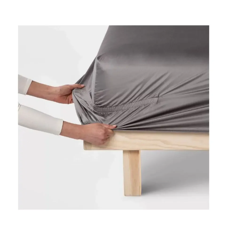 Solid Performance 400 Thread Count Sheet Set Threshold Gray full size100% cotton